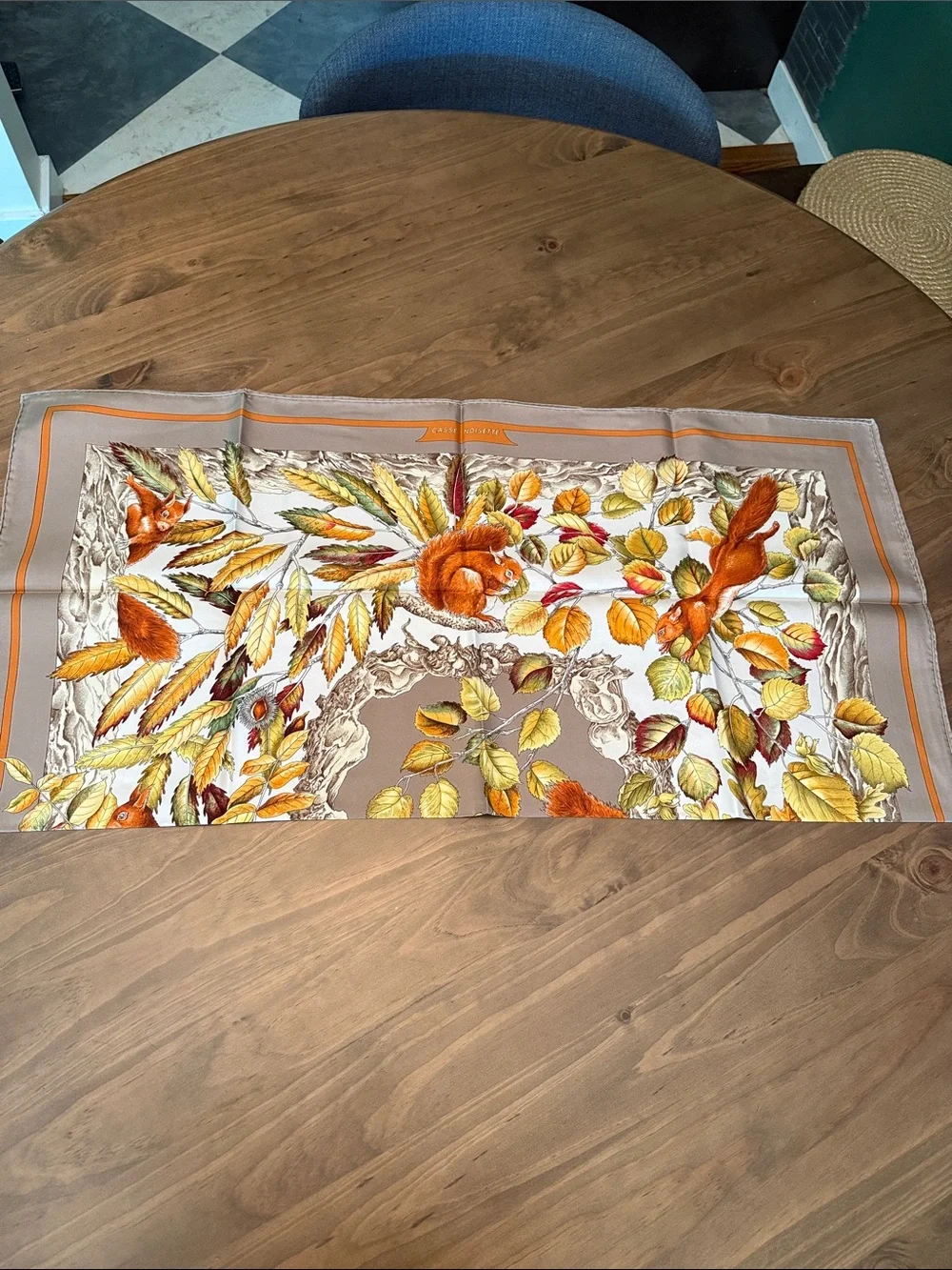 Hermes Autumn Leaves Silk Scarf - Orange, Brown, Green
